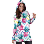 Neon Zig Zag Pineapple Pattern Print Hoodie Dress GearFrost
