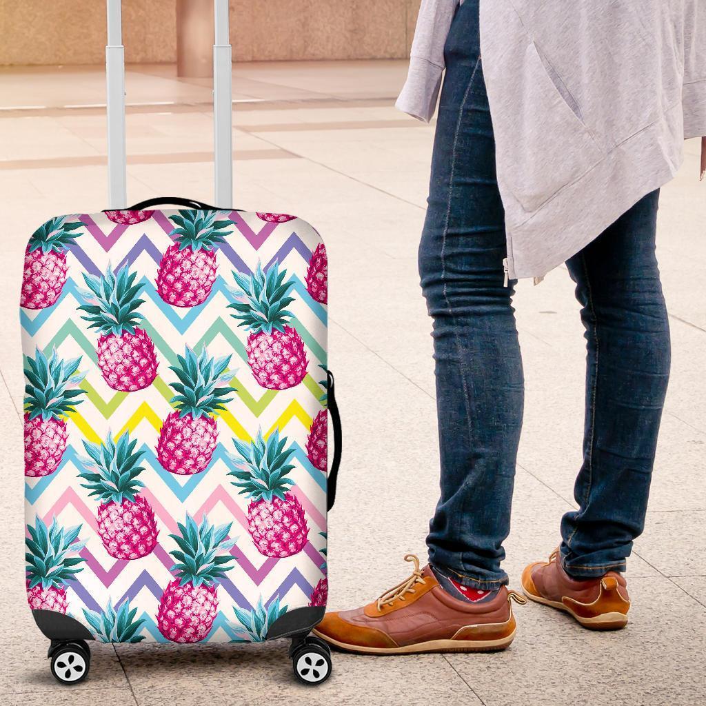 Neon Zig Zag Pineapple Pattern Print Luggage Cover GearFrost
