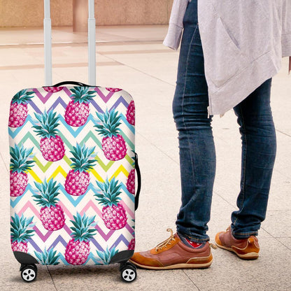 Neon Zig Zag Pineapple Pattern Print Luggage Cover GearFrost