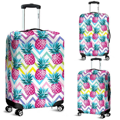 Neon Zig Zag Pineapple Pattern Print Luggage Cover GearFrost