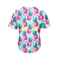 Neon Zig Zag Pineapple Pattern Print Men's Baseball Jersey