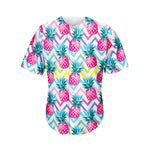 Neon Zig Zag Pineapple Pattern Print Men's Baseball Jersey