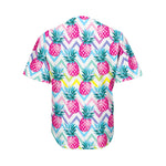 Neon Zig Zag Pineapple Pattern Print Men's Baseball Jersey