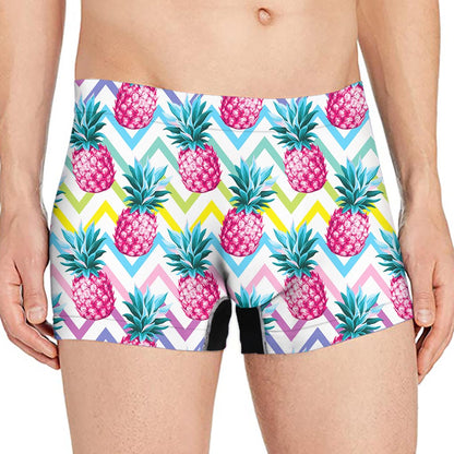 Neon Zig Zag Pineapple Pattern Print Men's Boxer Briefs