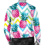 Neon Zig Zag Pineapple Pattern Print Men's Crewneck Sweatshirt GearFrost