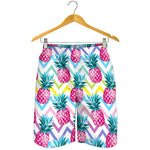 Neon Zig Zag Pineapple Pattern Print Men's Shorts