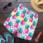 Neon Zig Zag Pineapple Pattern Print Men's Shorts