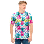 Neon Zig Zag Pineapple Pattern Print Men's T-Shirt