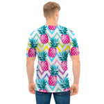 Neon Zig Zag Pineapple Pattern Print Men's T-Shirt
