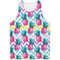 Neon Zig Zag Pineapple Pattern Print Men's Tank Top