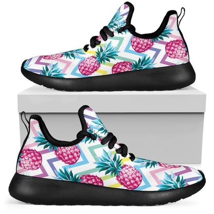 Neon Zig Zag Pineapple Pattern Print Mesh Knit Shoes GearFrost