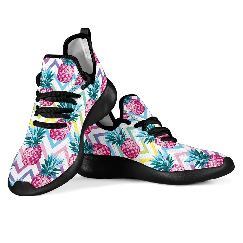 Neon Zig Zag Pineapple Pattern Print Mesh Knit Shoes GearFrost
