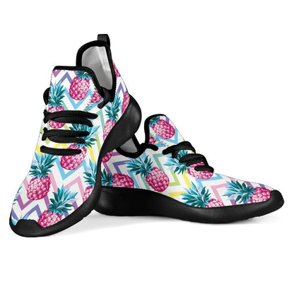 Neon Zig Zag Pineapple Pattern Print Mesh Knit Shoes GearFrost