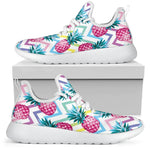 Neon Zig Zag Pineapple Pattern Print Mesh Knit Shoes GearFrost