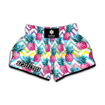 Neon Zig Zag Pineapple Pattern Print Muay Thai Boxing Shorts