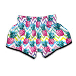 Neon Zig Zag Pineapple Pattern Print Muay Thai Boxing Shorts