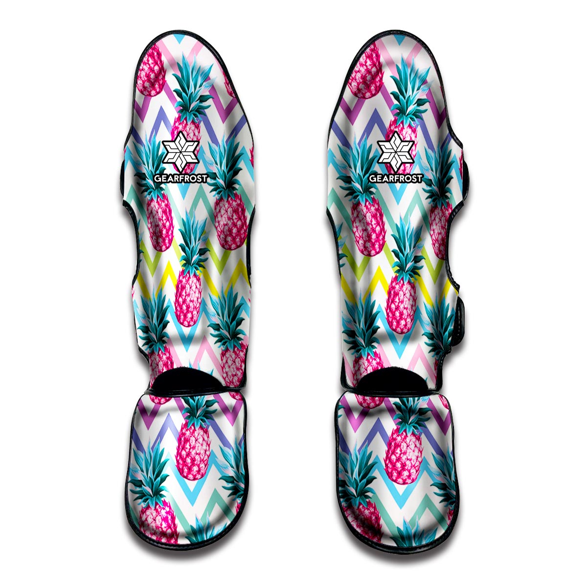 Neon Zig Zag Pineapple Pattern Print Muay Thai Shin Guard