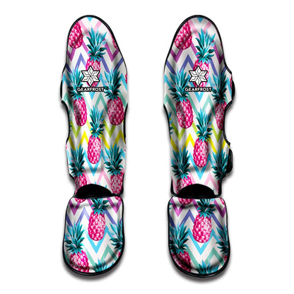 Neon Zig Zag Pineapple Pattern Print Muay Thai Shin Guard