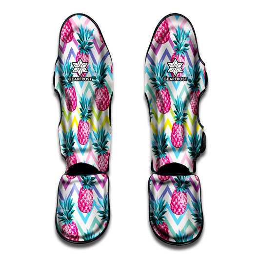 Neon Zig Zag Pineapple Pattern Print Muay Thai Shin Guard
