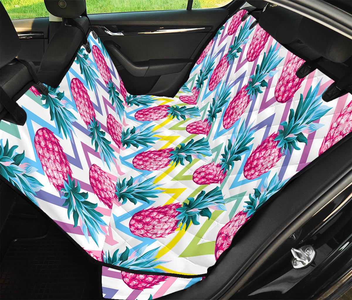 Neon Zig Zag Pineapple Pattern Print Pet Car Back Seat Cover