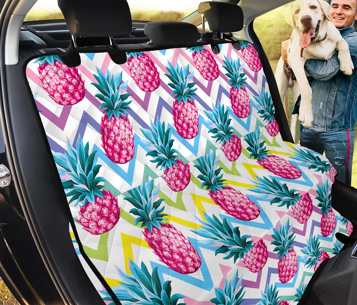 Neon Zig Zag Pineapple Pattern Print Pet Car Back Seat Cover