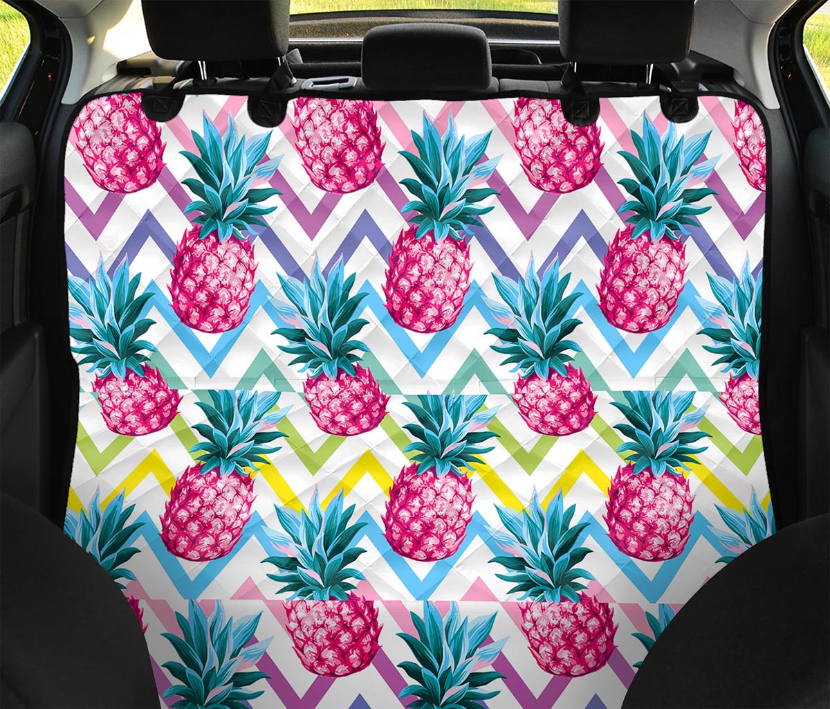 Neon Zig Zag Pineapple Pattern Print Pet Car Back Seat Cover
