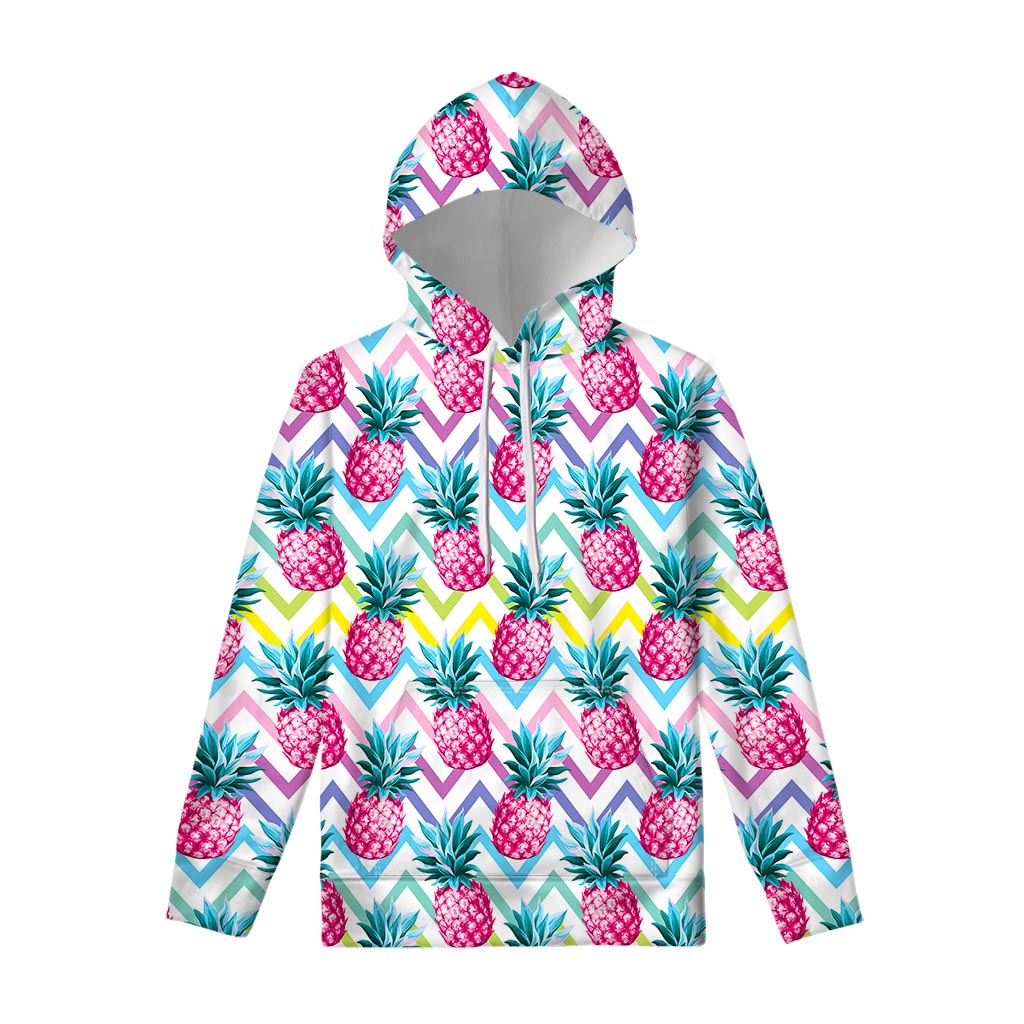 Neon Zig Zag Pineapple Pattern Print Pullover Hoodie