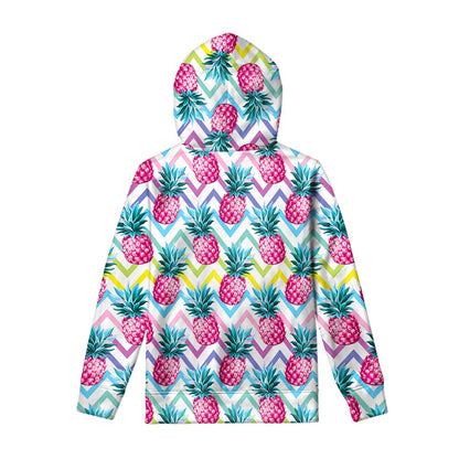 Neon Zig Zag Pineapple Pattern Print Pullover Hoodie