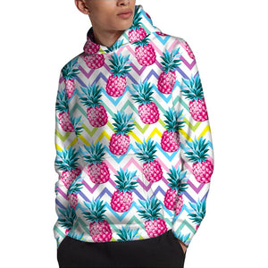 Neon Zig Zag Pineapple Pattern Print Pullover Hoodie