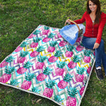 Neon Zig Zag Pineapple Pattern Print Quilt