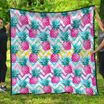 Neon Zig Zag Pineapple Pattern Print Quilt