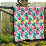 Neon Zig Zag Pineapple Pattern Print Quilt