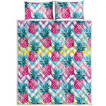 Neon Zig Zag Pineapple Pattern Print Quilt Bed Set