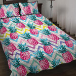 Neon Zig Zag Pineapple Pattern Print Quilt Bed Set