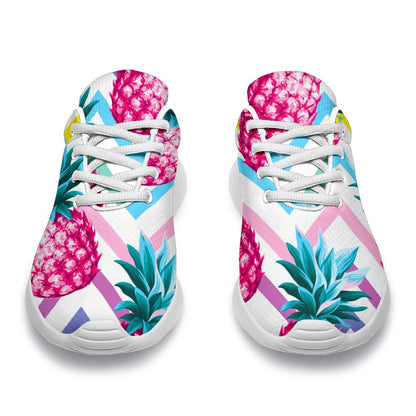 Neon Zig Zag Pineapple Pattern Print Sport Shoes GearFrost