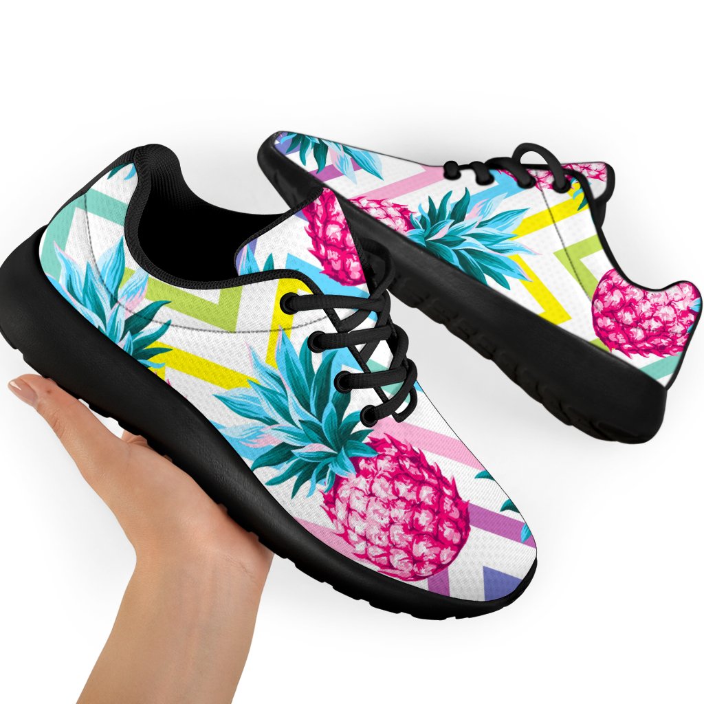 Neon Zig Zag Pineapple Pattern Print Sport Shoes GearFrost
