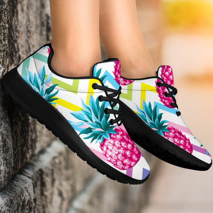 Neon Zig Zag Pineapple Pattern Print Sport Shoes GearFrost