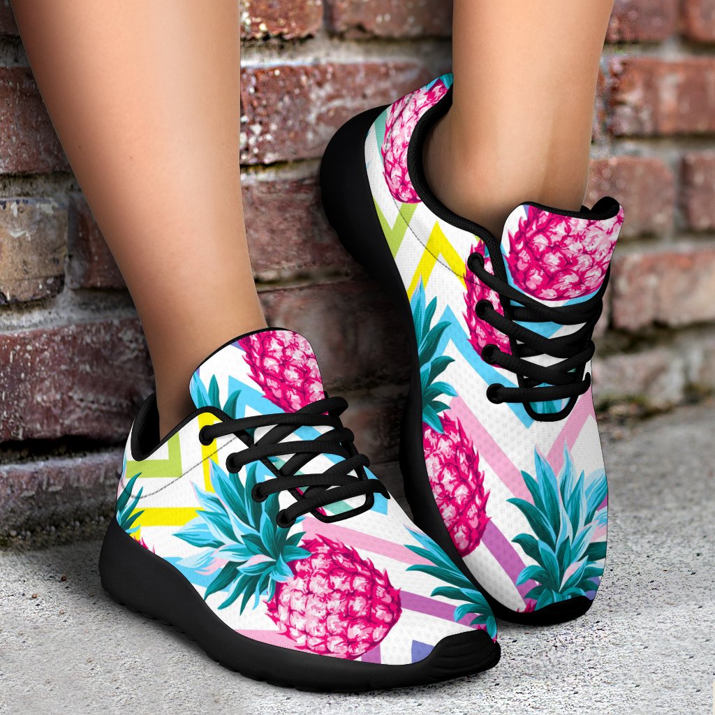 Neon Zig Zag Pineapple Pattern Print Sport Shoes GearFrost