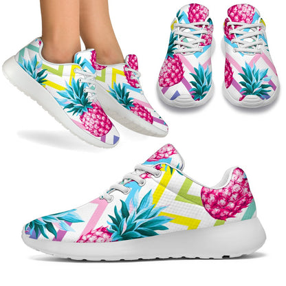 Neon Zig Zag Pineapple Pattern Print Sport Shoes GearFrost