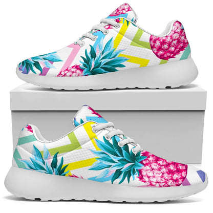 Neon Zig Zag Pineapple Pattern Print Sport Shoes GearFrost