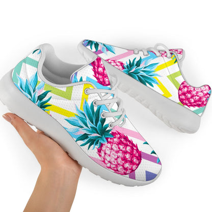 Neon Zig Zag Pineapple Pattern Print Sport Shoes GearFrost