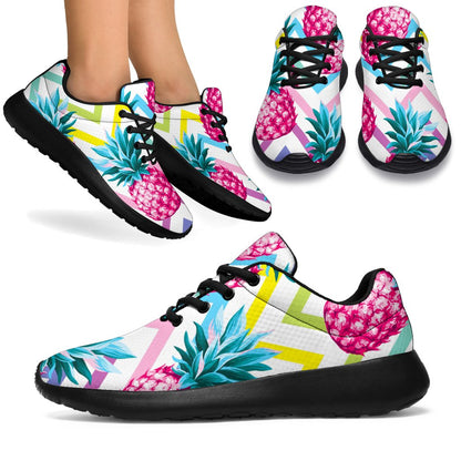 Neon Zig Zag Pineapple Pattern Print Sport Shoes GearFrost