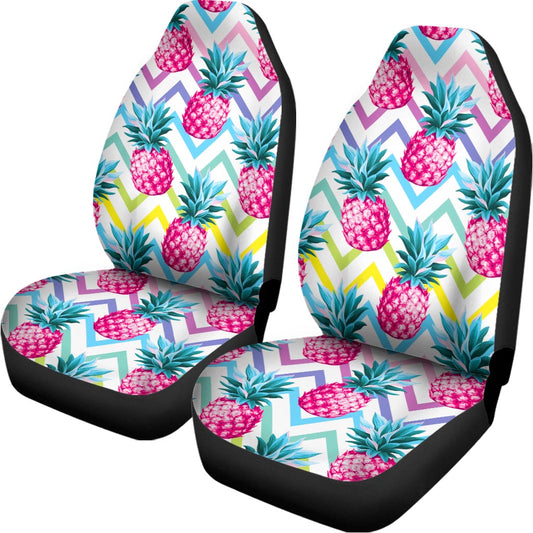 Neon Zig Zag Pineapple Pattern Print Universal Fit Car Seat Covers