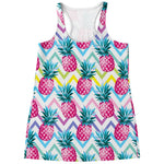 Neon Zig Zag Pineapple Pattern Print Women's Racerback Tank Top