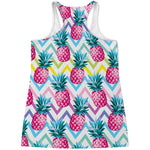 Neon Zig Zag Pineapple Pattern Print Women's Racerback Tank Top