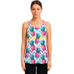 Neon Zig Zag Pineapple Pattern Print Women's Racerback Tank Top