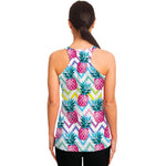 Neon Zig Zag Pineapple Pattern Print Women's Racerback Tank Top