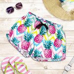 Neon Zig Zag Pineapple Pattern Print Women's Shorts