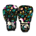 Night Floral Unicorn Pattern Print Boxing Gloves
