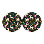 Night Floral Unicorn Pattern Print Car Coasters